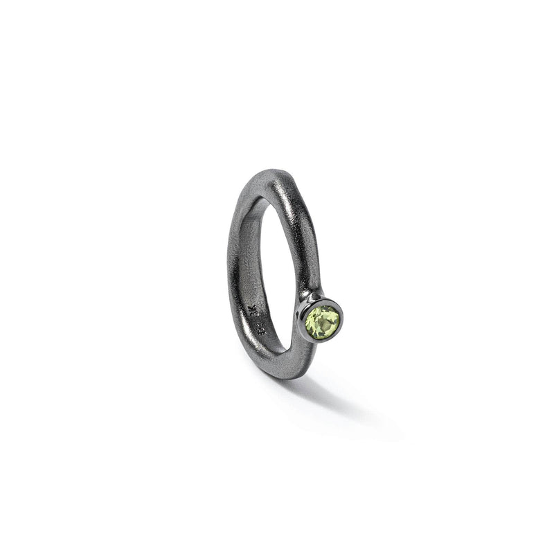 German Kabirski Thalia Peridot Ring (Black Ruthenium)