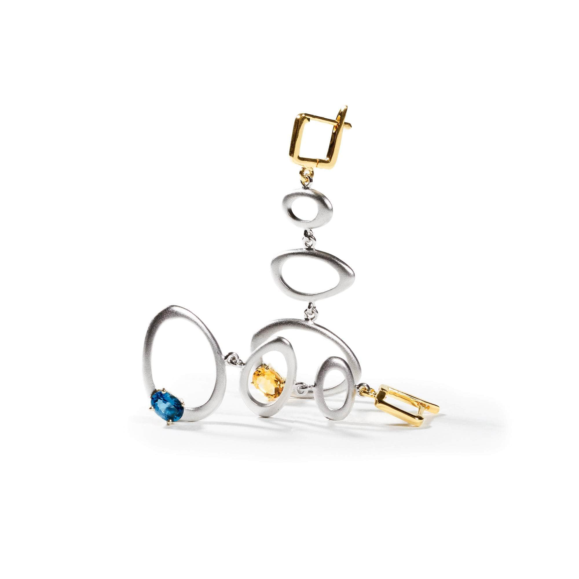 German Kabirski Alba Citrine and Blue Topaz Earrings