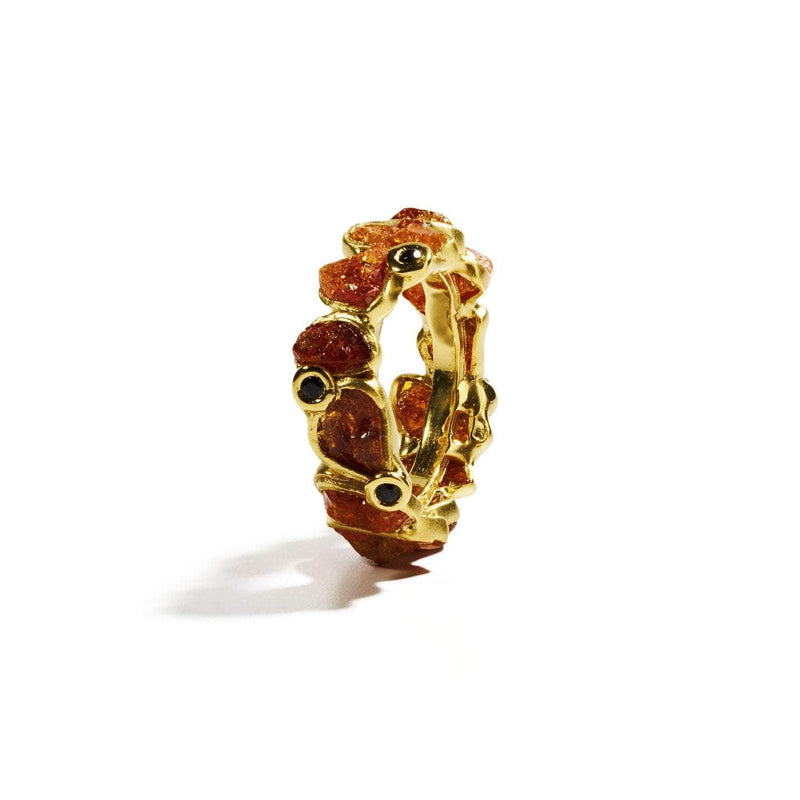 German Kabirski Delos Spessartine and Black Spinel Ring (Gold 18K)