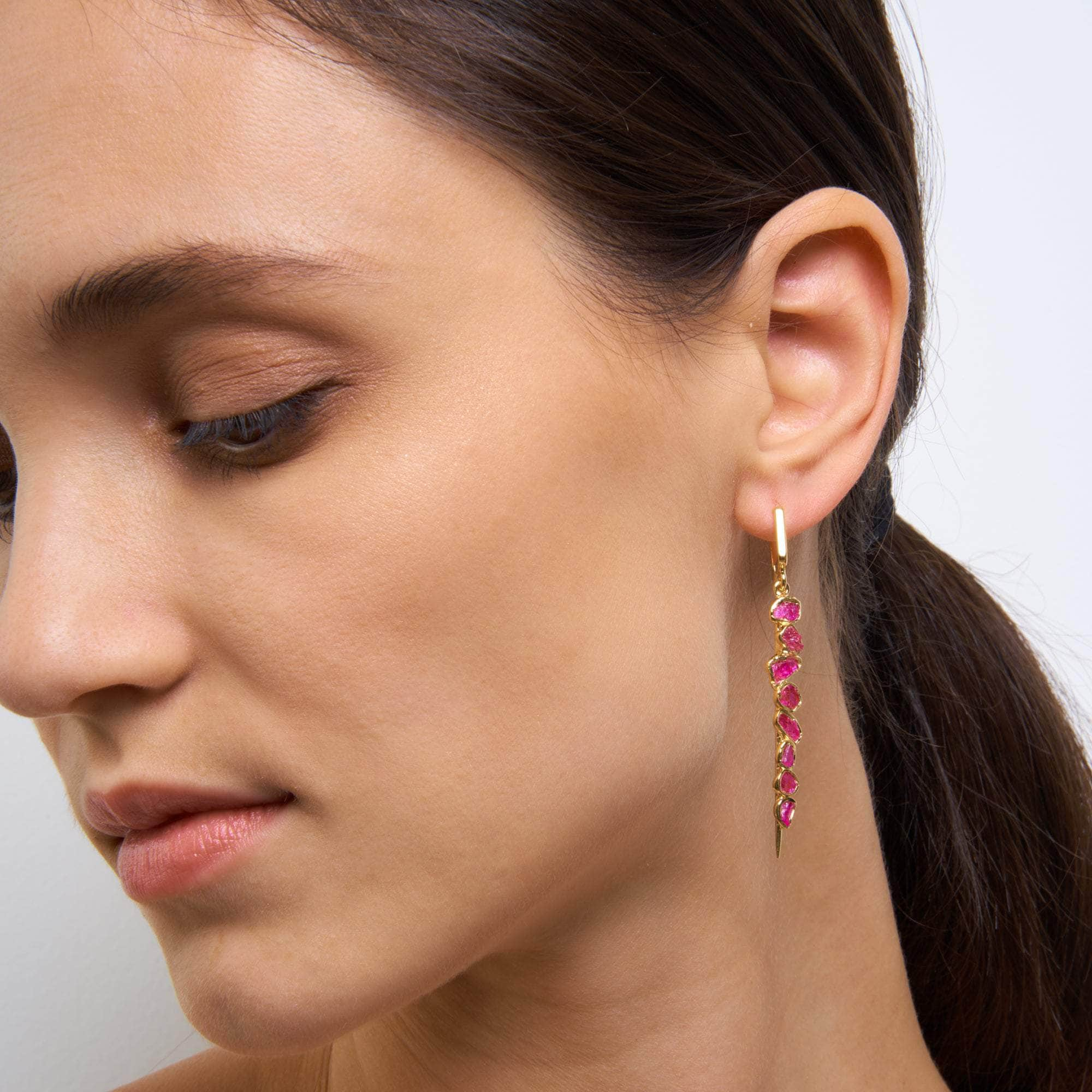 German Kabirski Lilium Rough Ruby Earrings