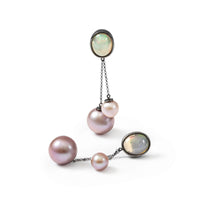 German Kabirski Bolla White Opal and Purple Pearl Earrings