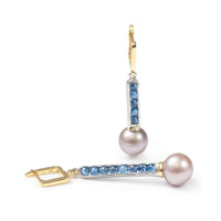 German Kabirski Suddha Pearl and Blue Sapphire Earrings