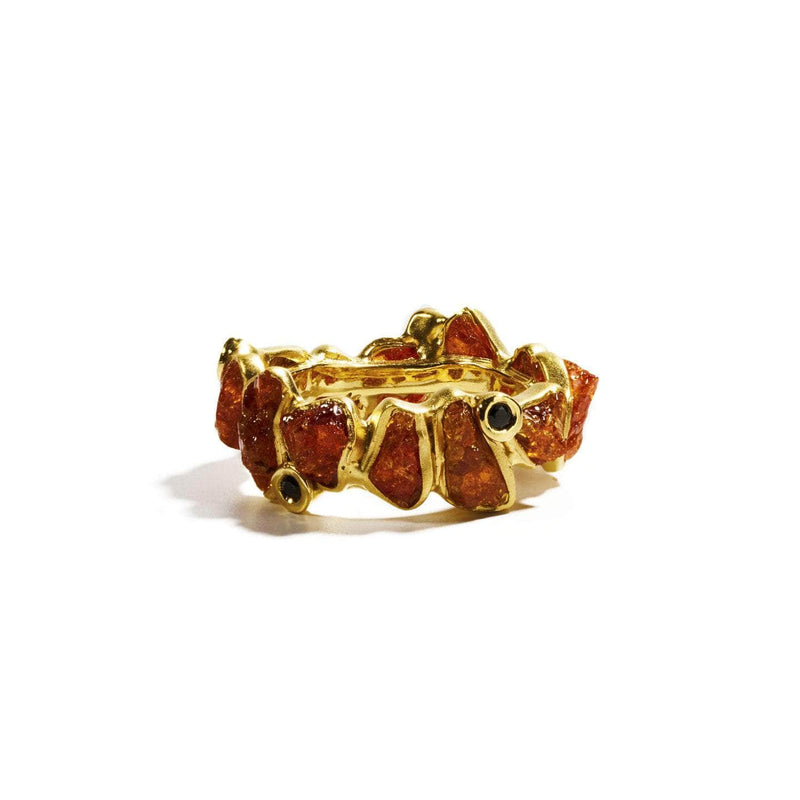 German Kabirski Delos Spessartine and Black Spinel Ring (Gold 18K)