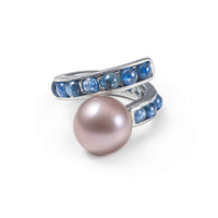 German Kabirski Aqualore Purple Pearl and Blue Sapphire Ring (Black Rhodium and Gold 18K)