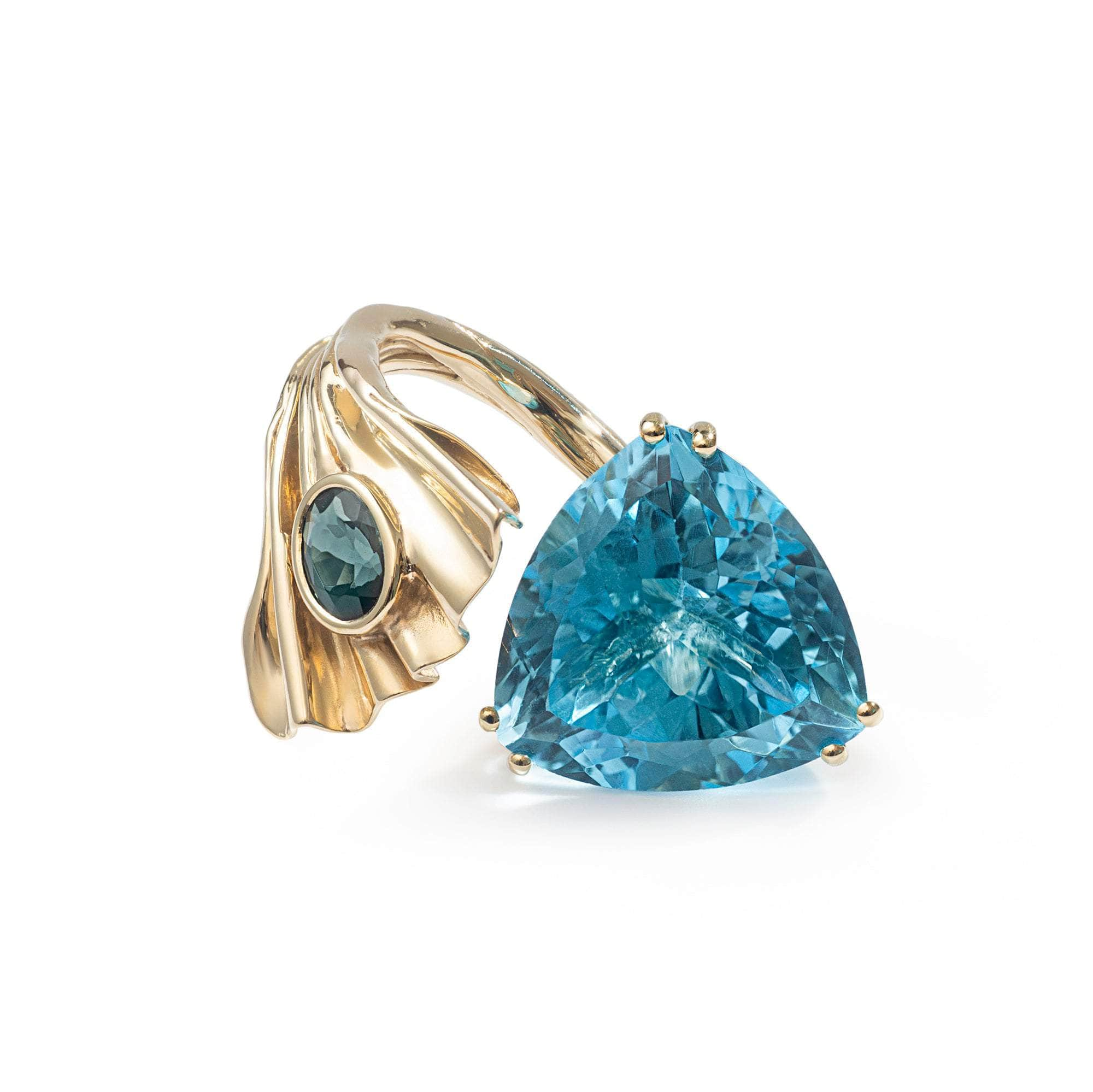 German Kabirski Auril Swiss Blue Topaz and Blue Sapphire Ring