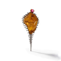 German Kabirski Sepia Rough Citrine and Pink Tourmaline Brooch