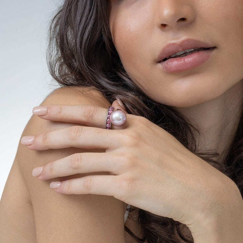 German Kabirski Aqualore Purple Pearl and Ruby Ring