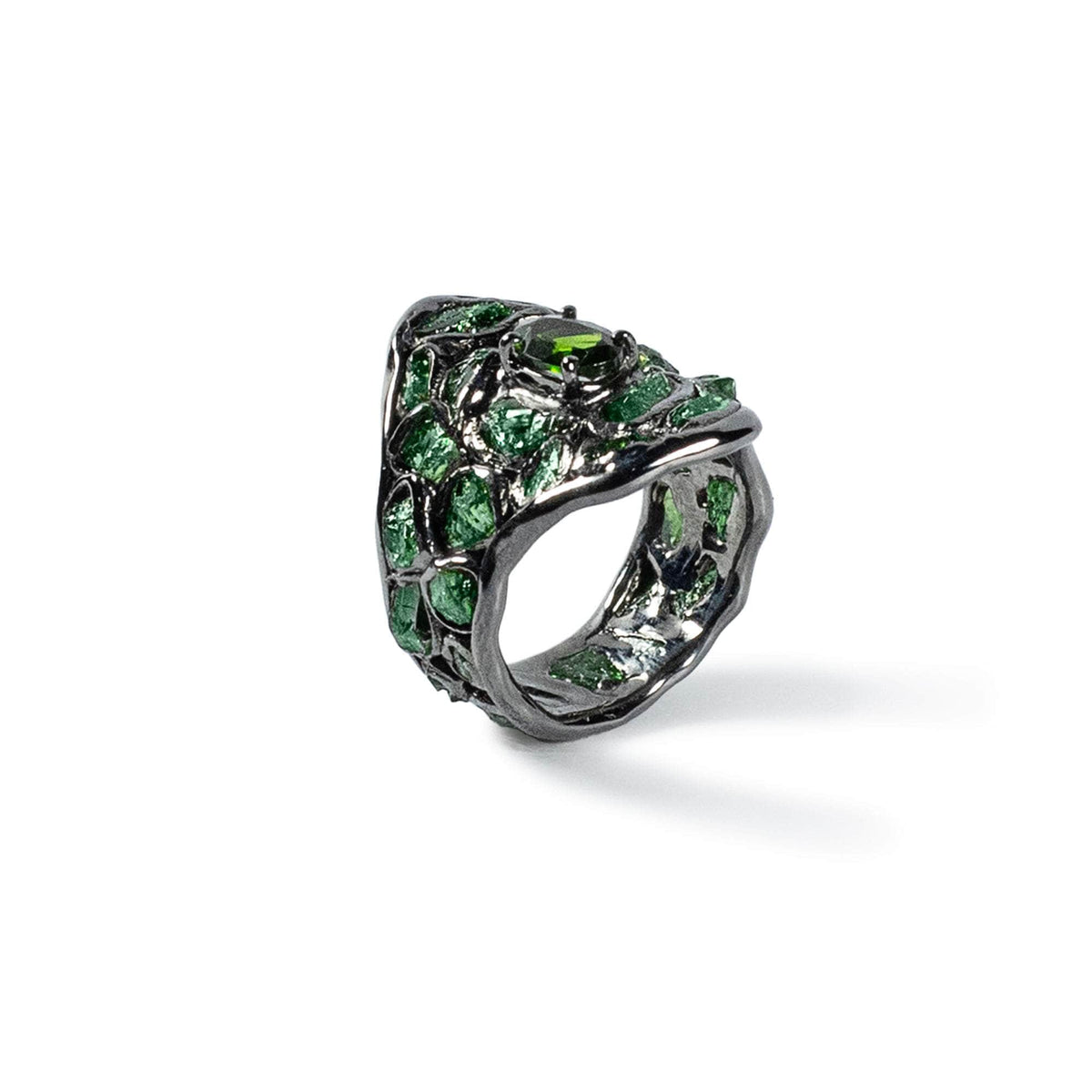 German Kabirski Tartini Chrome Diopside and Chrome Diopside Ring