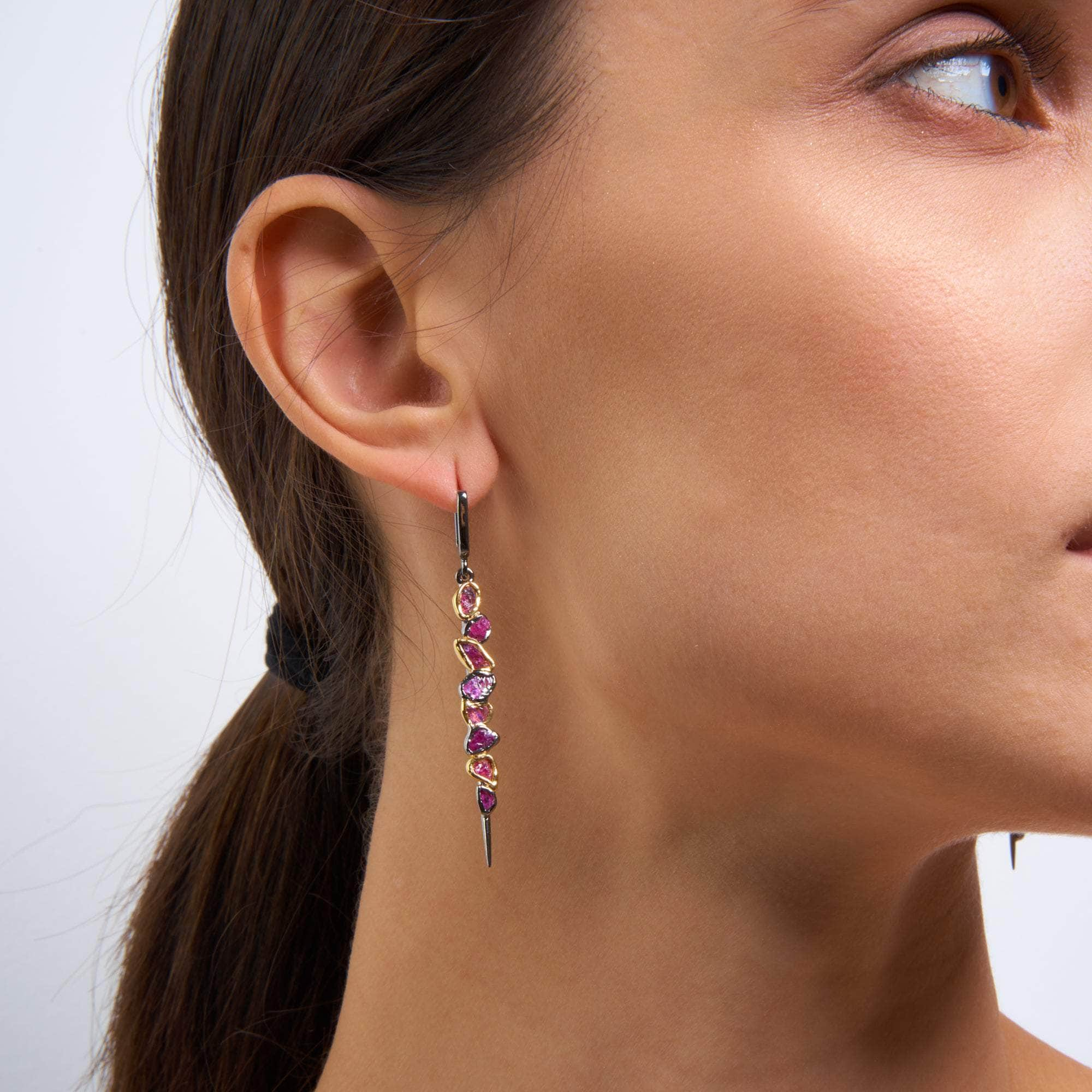 German Kabirski Evadne Rough Ruby Earrings