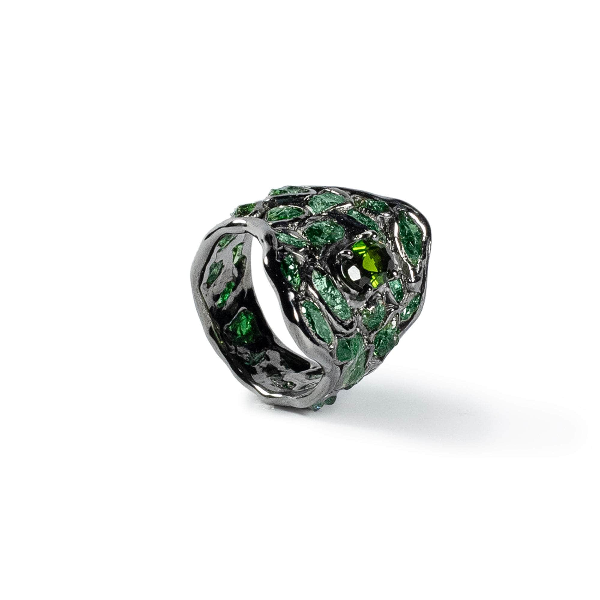 German Kabirski Tartini Chrome Diopside and Chrome Diopside Ring