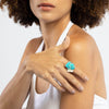 German Kabirski Vishne Rough Turquoise and Keshi Pearl Ring