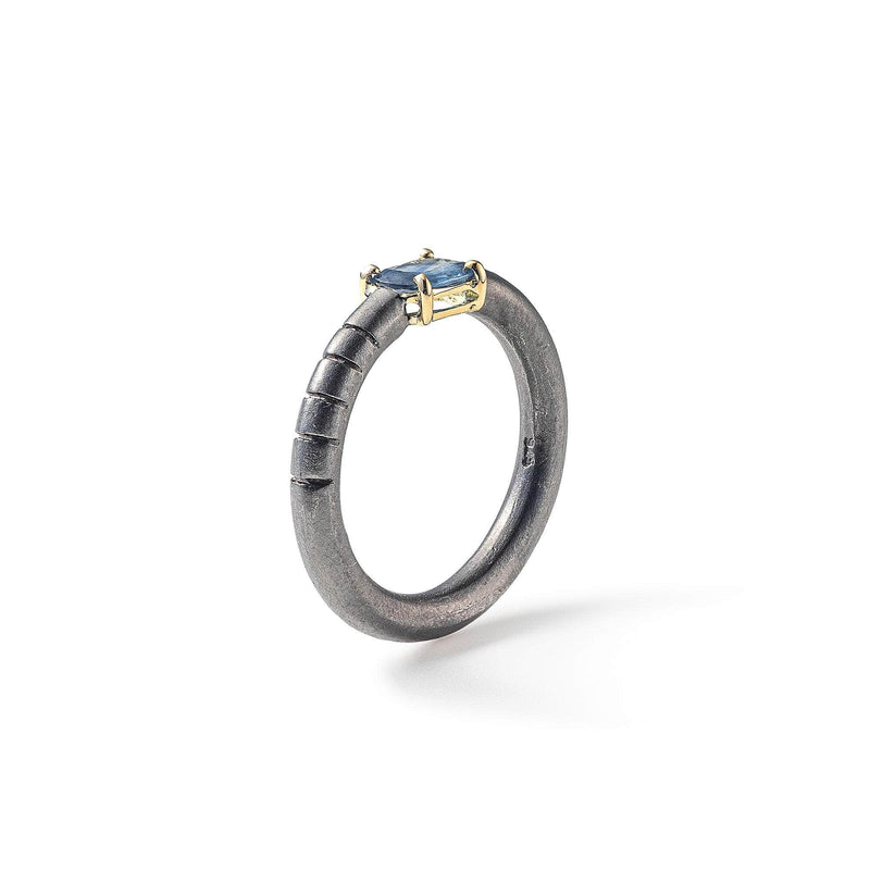 German Kabirski Nabu Blue Sapphire Ring (Black Rhodium)