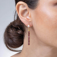 German Kabirski Puro Pearl and Ruby Earrings (Gold 18K)