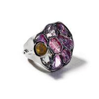 German Kabirski Moch Rough Pink Spinel and Yellow Sapphire Ring