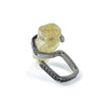 German Kabirski Bulur Rough Lemon Quartz and Spinel Ring