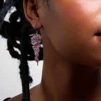 German Kabirski Wren Rough Pink Sapphire and Ruby Earrings