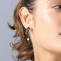 German Kabirski Torne White Micro Pearl Earrings (Black Ruthenium and Gold 18K)