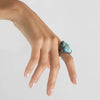 German Kabirski Lehaz Turquoise and Spinel Ring