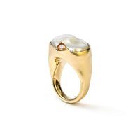 German Kabirski Ishele Baroque Pearl and Orange Sapphire Ring (Gold 18K)