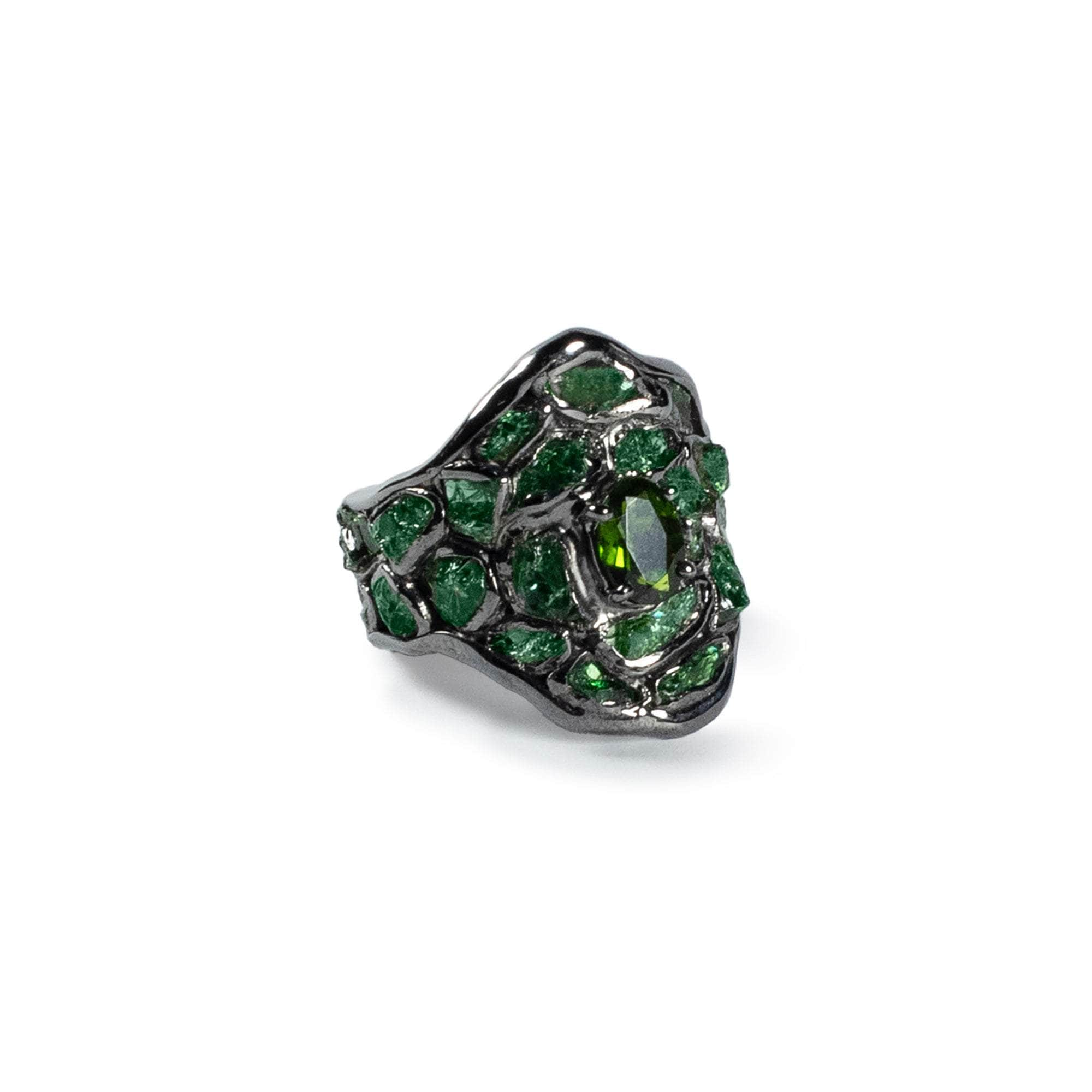 German Kabirski Tartini Chrome Diopside and Chrome Diopside Ring