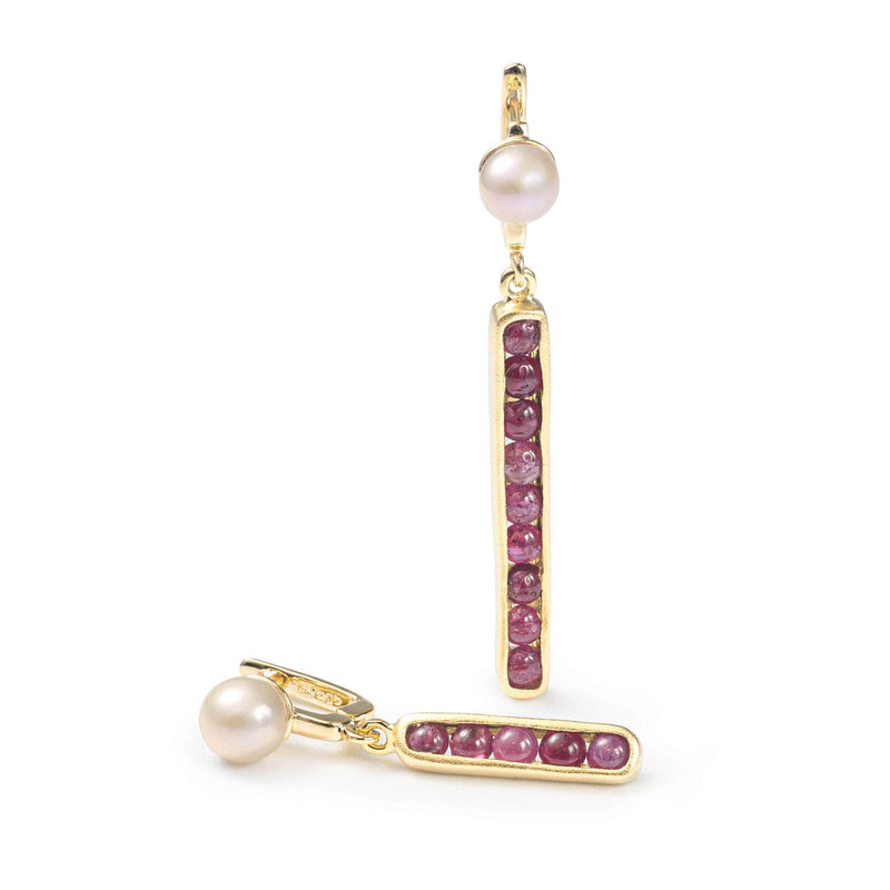 German Kabirski Puro Pearl and Ruby Earrings (Gold 18K)