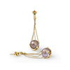 German Kabirski Lune Purple Pearl and Orange Sapphire Earrings (Gold 18K)