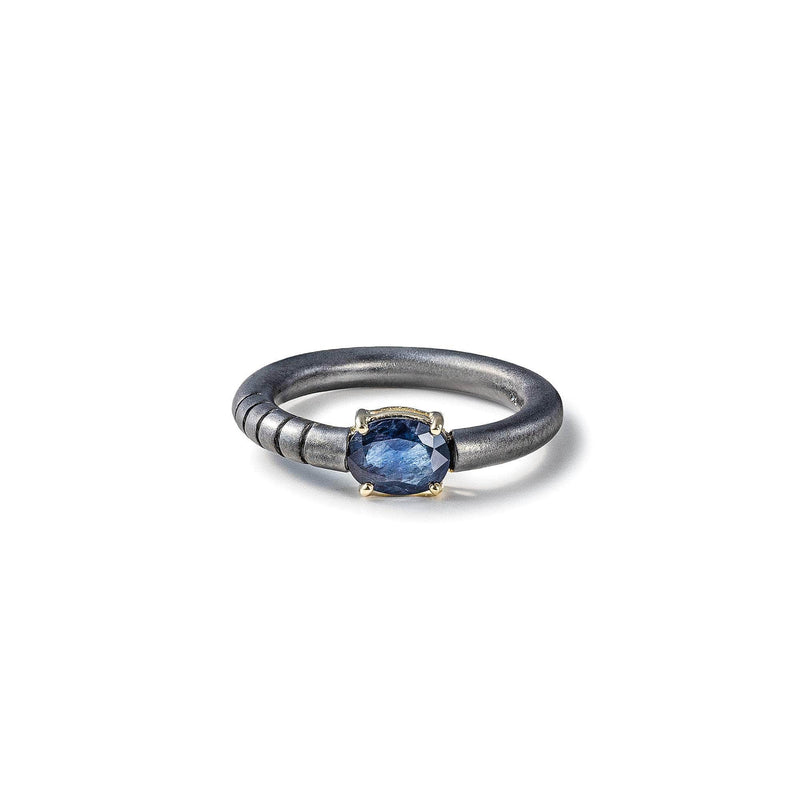 German Kabirski Ariadne Blue Sapphire Ring (Black Rhodium)