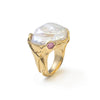 German Kabirski Ono Baroque Pearl and Rough Ruby Ring (Gold 18K)