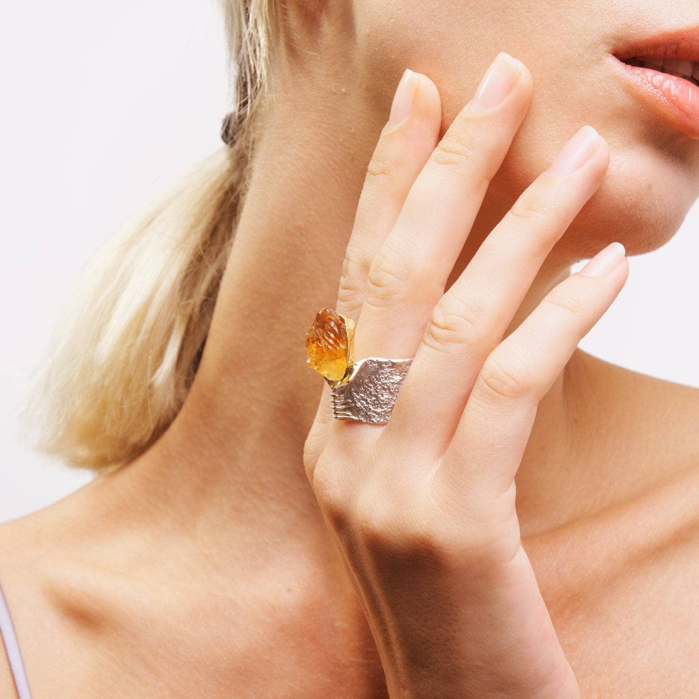 German Kabirski Corliss Citrine Rough Ring