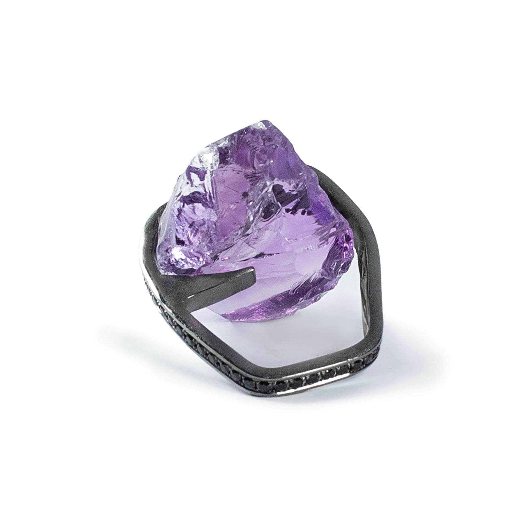 German Kabirski Lila Rough Amethyst and Spinel Ring