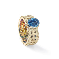 German Kabirski Ego Blue Sapphire and Mixed Sapphire Ring