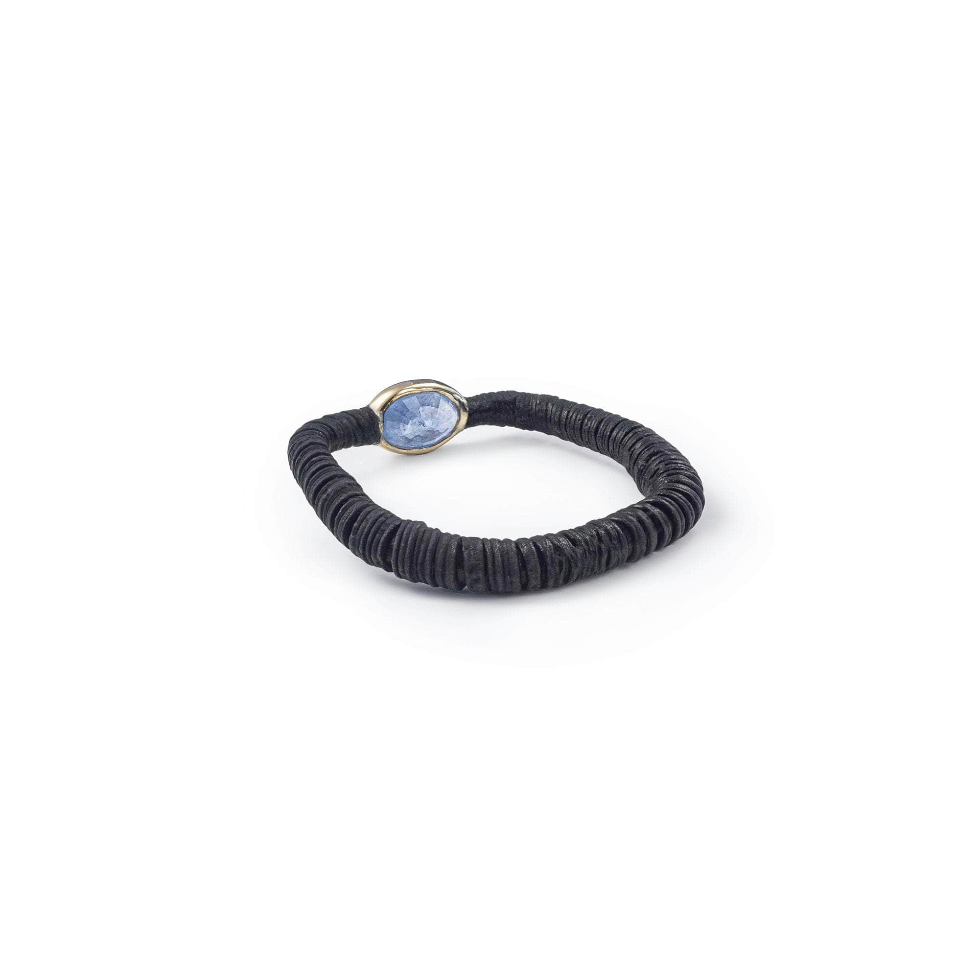 German Kabirski Aswa Blue Sapphire Ring (Black Anthracite)