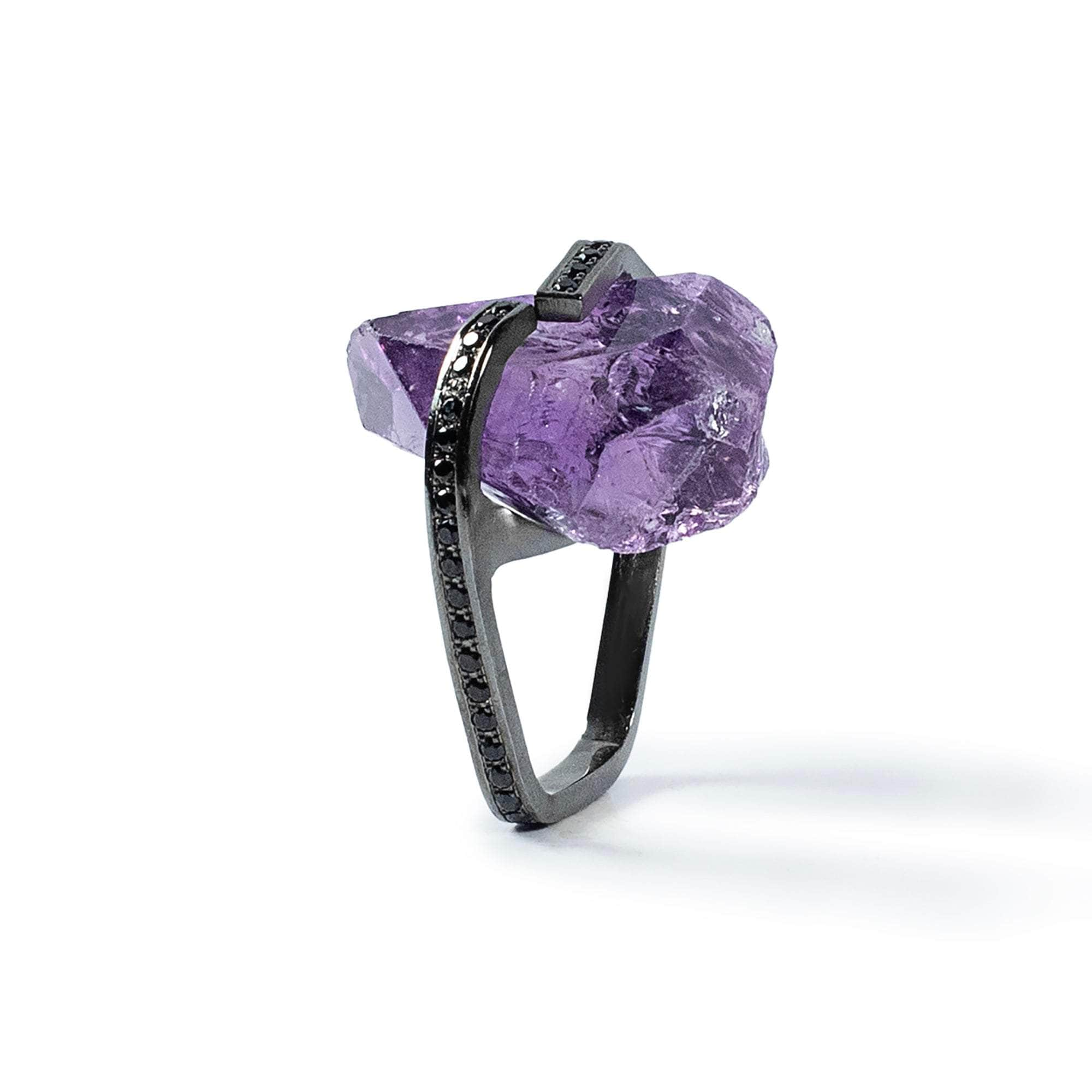 German Kabirski Lila Rough Amethyst and Spinel Ring