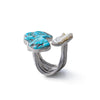 German Kabirski Thorr Rough Turquoise and Keshi Pearl Ring