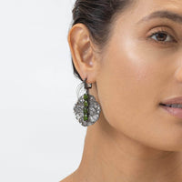 German Kabirski Grieg Chrome Diopside and White Pearl Earrings