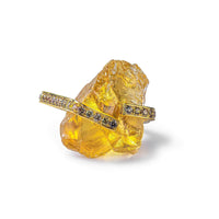 German Kabirski Asherah Rough Citrine and Mixed Sapphire Ring