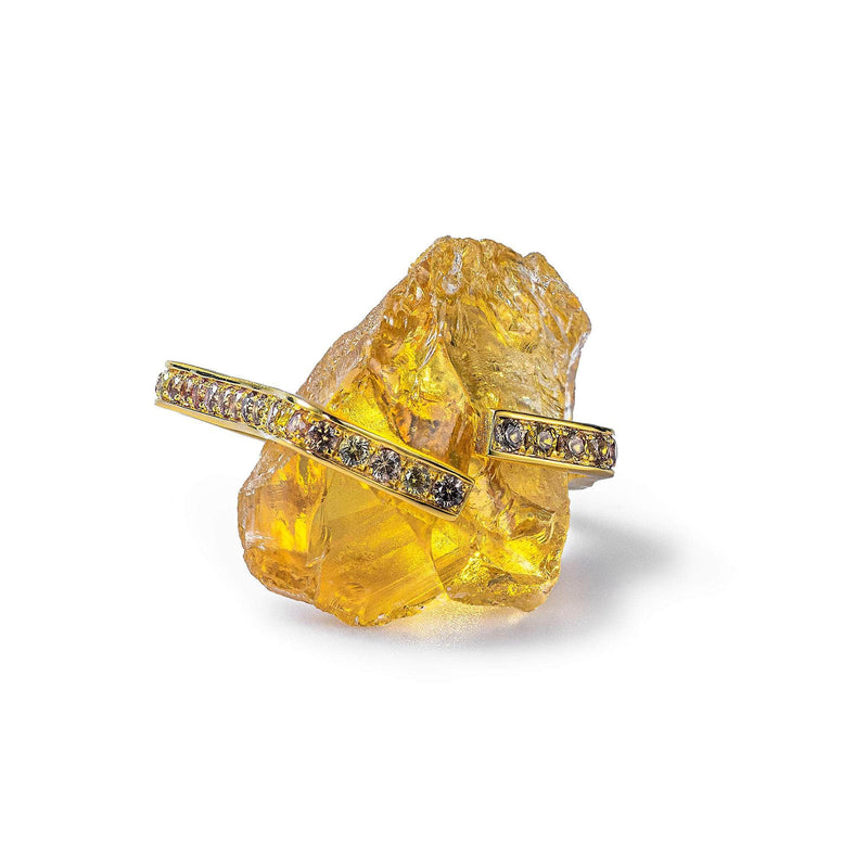 German Kabirski Asherah Rough Citrine and Mixed Sapphire Ring