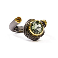 German Kabirski Cartalia Green Amethyst and Citrine Ring