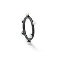 German Kabirski Thalassa White Micro Pearl Ring (Black Anthracite)