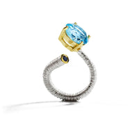 German Kabirski Nagas Topaz and Sapphire Ring