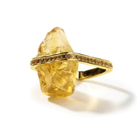 German Kabirski Eridd Rough Citrine and Yellow Sapphire Ring