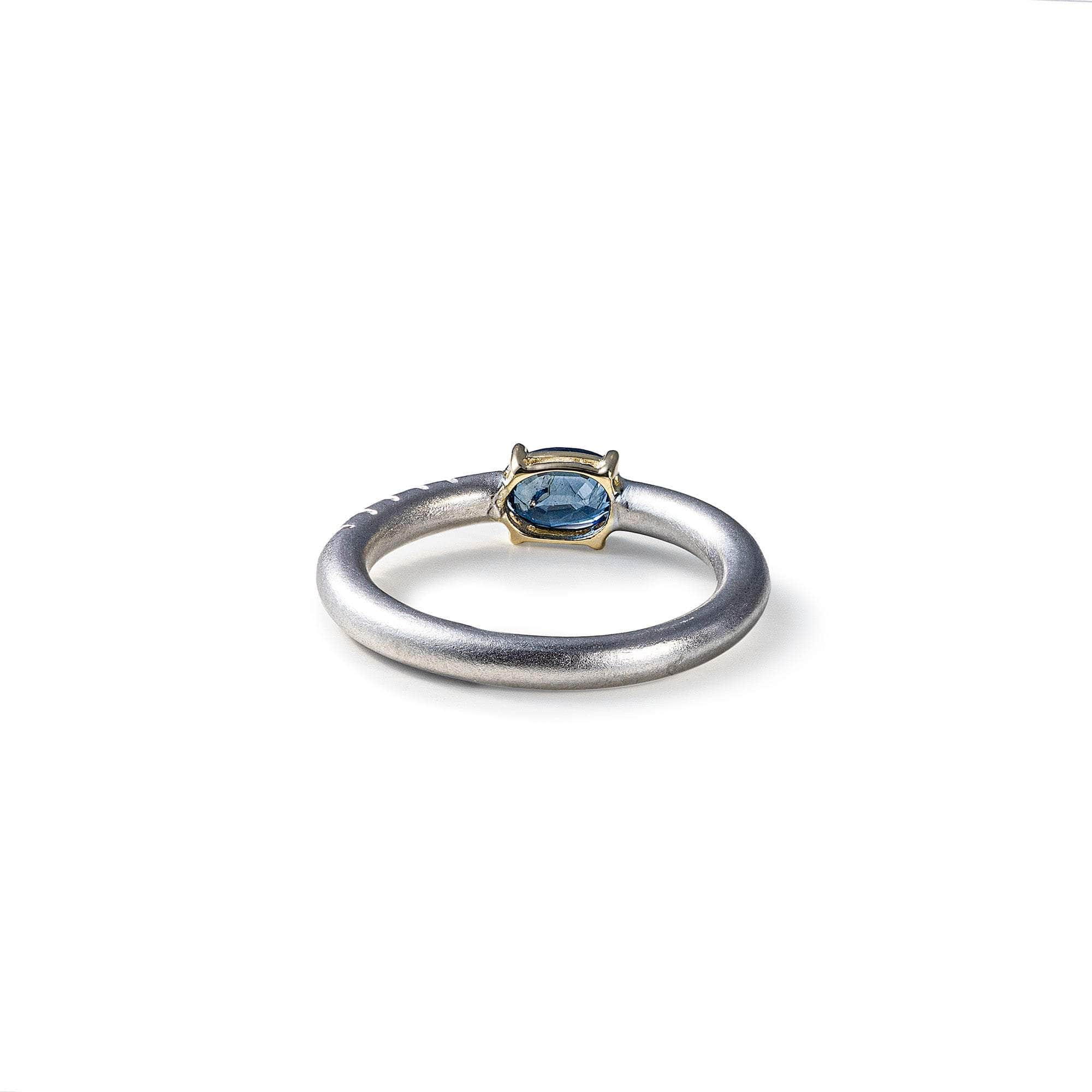 German Kabirski Nabu Blue Sapphire Ring (White Rhodium)