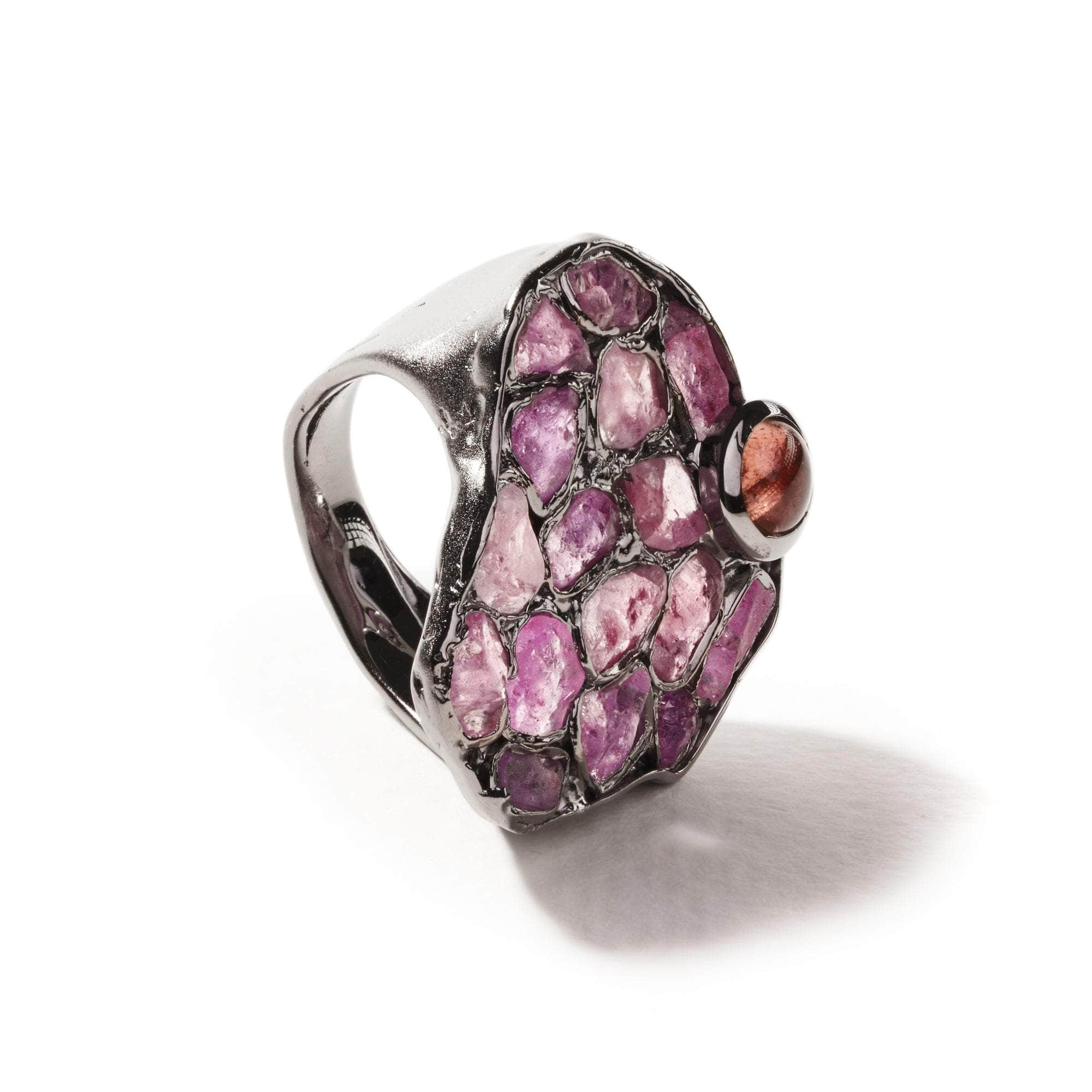 German Kabirski Ness Ruby Rough and Pink Sapphire Ring