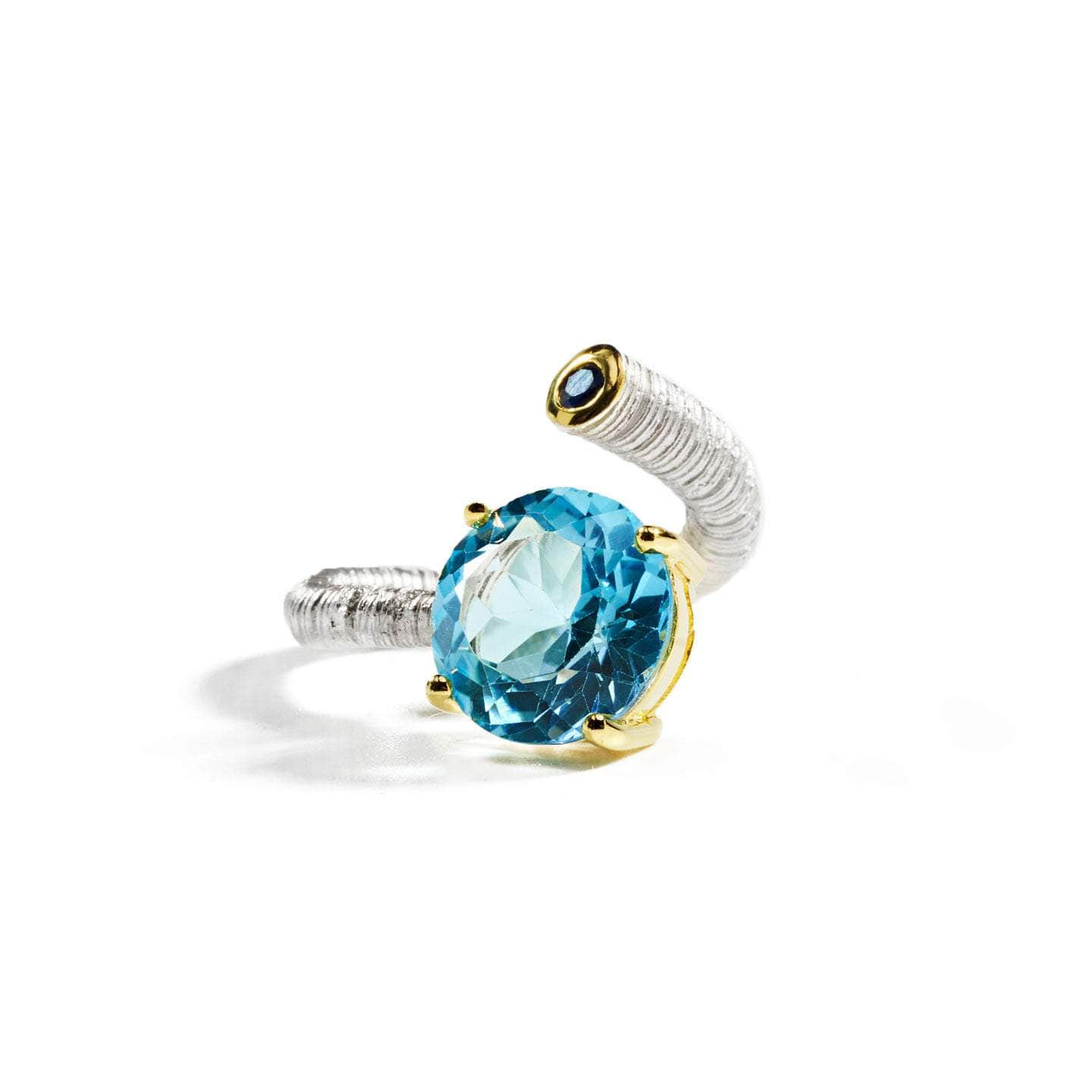 German Kabirski Nagas Topaz and Sapphire Ring