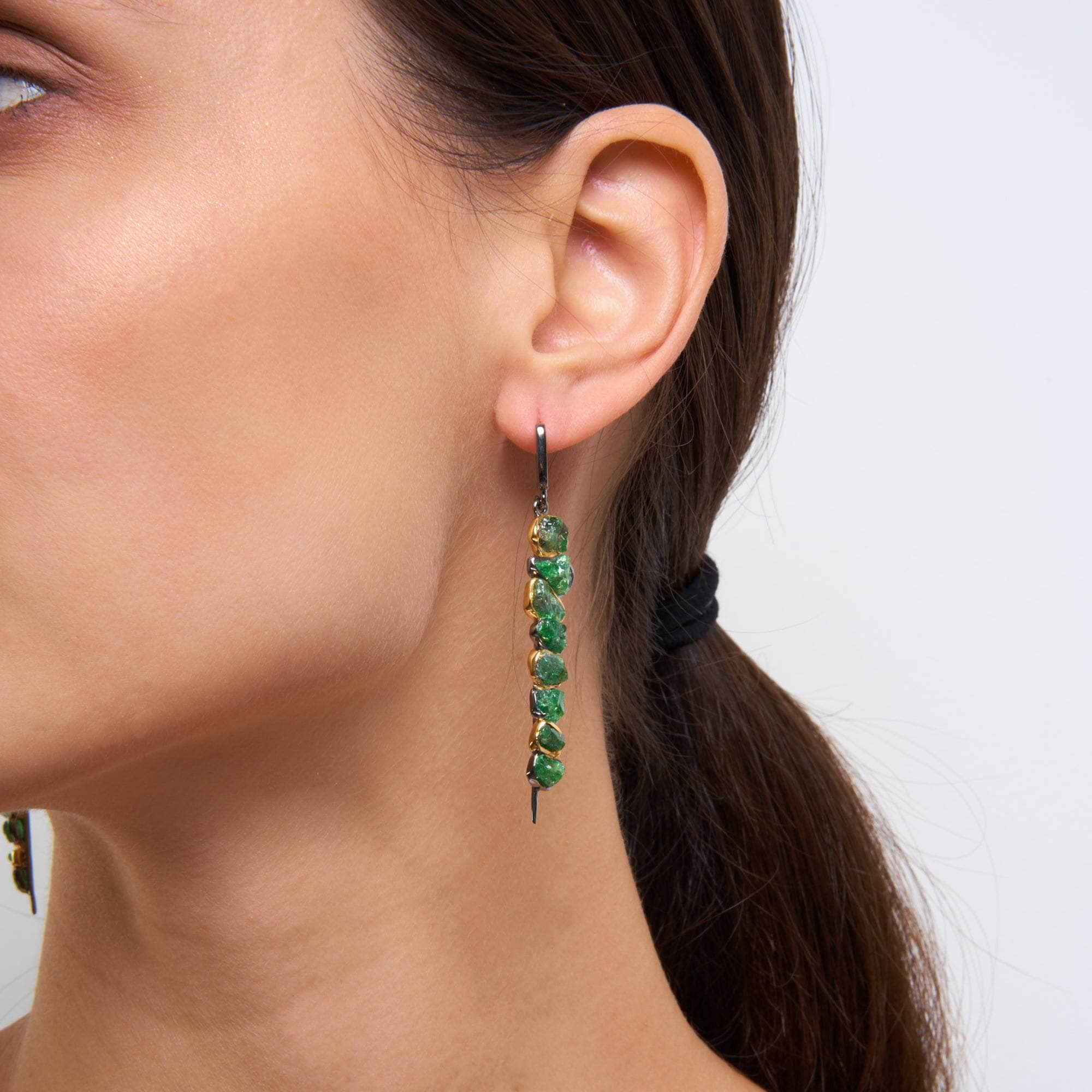 German Kabirski Vastra Rough Tsavorite Earrings