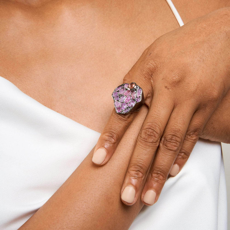 German Kabirski Ness Ruby Rough and Pink Sapphire Ring