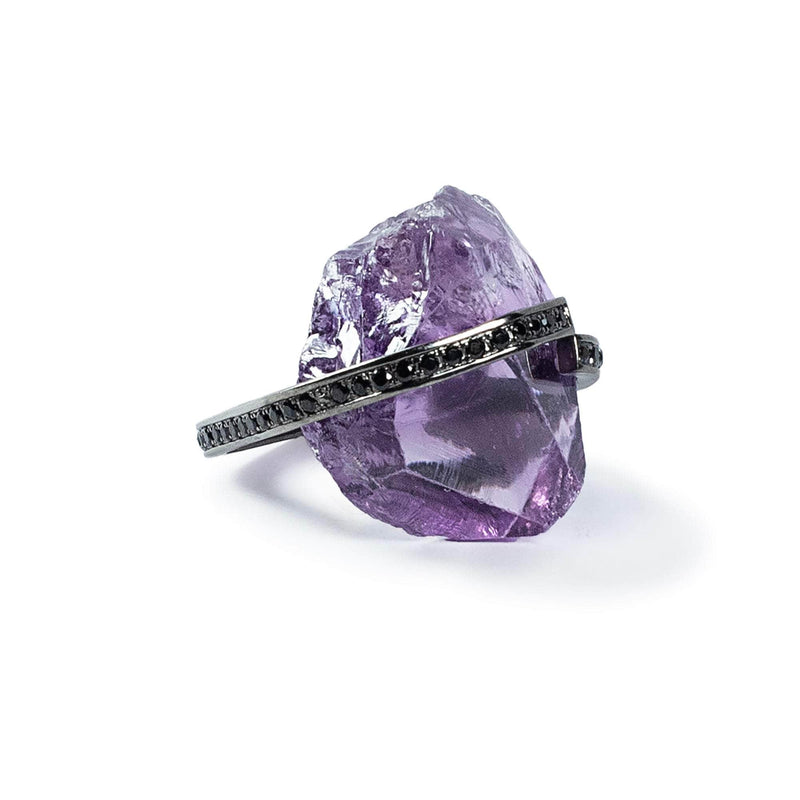 German Kabirski Lila Rough Amethyst and Spinel Ring