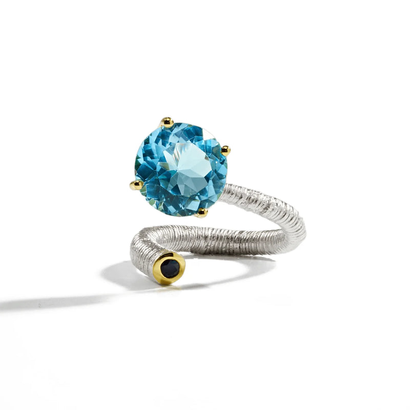 German Kabirski Nagas Topaz and Sapphire Ring