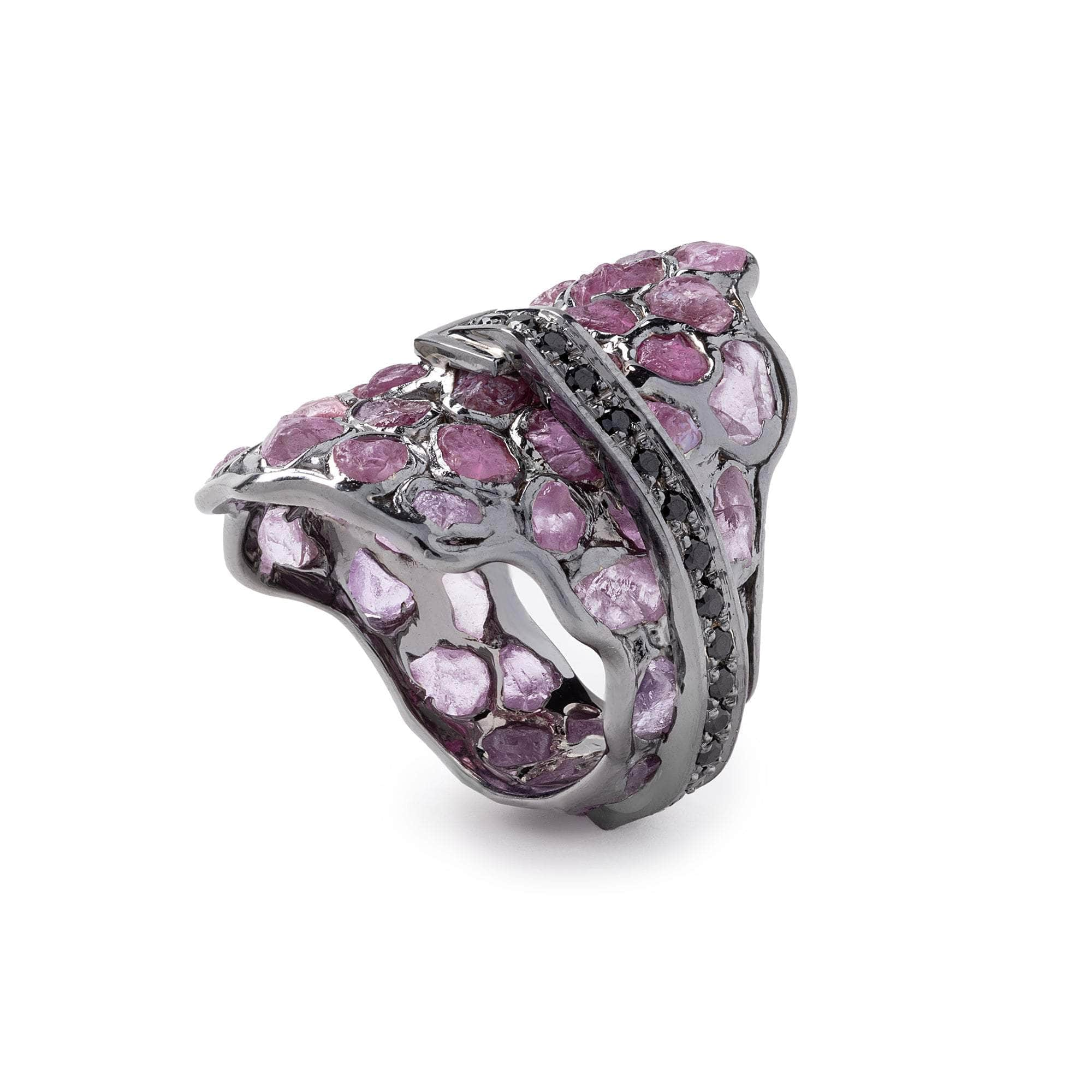 German Kabirski Glit Rough Sapphire and Spinel Ring