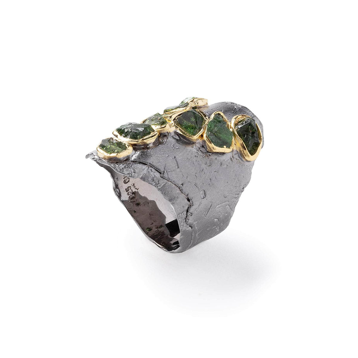 German Kabirski Hatva Rough Chrome Diopside Ring